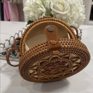 Zara Tan Woven Rattan Crossbody Bag